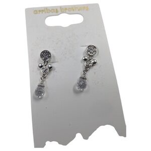 Arribas Brothers Walt Disney World Mickey Mouse Crystal Drop Earrings Silver